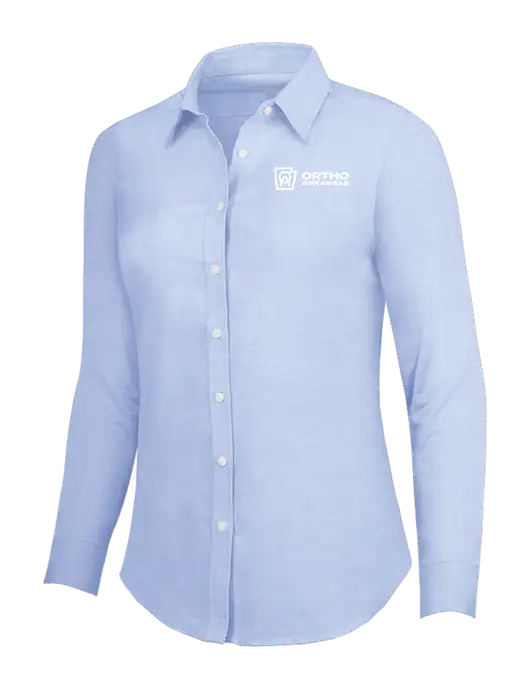 Light Blue Womens SuperPro Oxford Shirt w/Ortho Logo