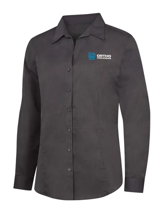 Womens Soft Black Crosshatch Easy Care Shirt w/Ortho Logo