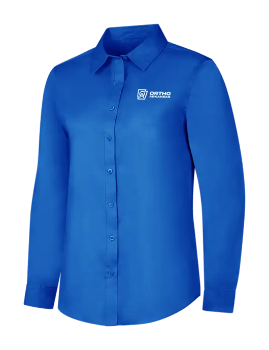 Womens Long Sleeve Royal Blue Superpro React Twill Shirt w/Ortho Logo