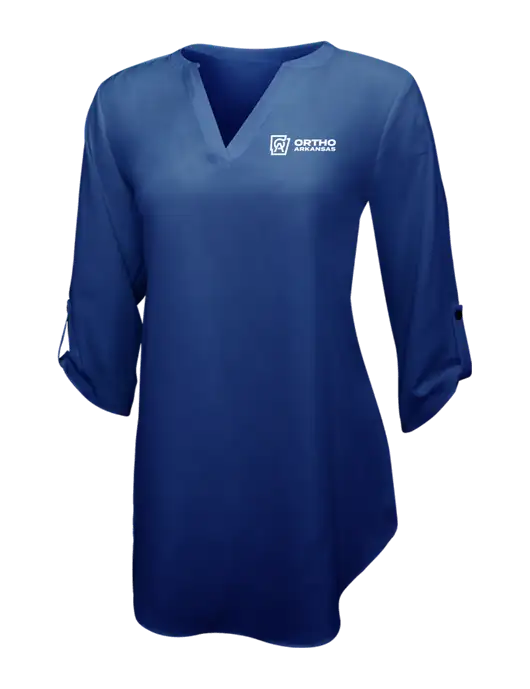 Dark Royal Womens 3/4 Sleeve Tunic Blouse w/Ortho Logo