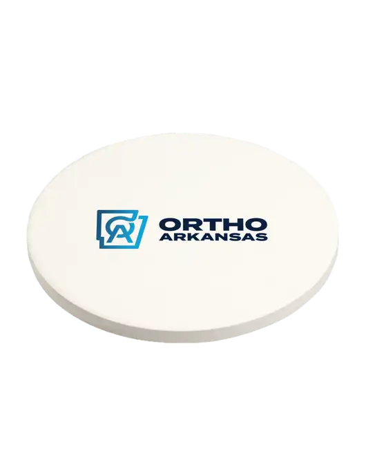 Absorbent White Coaster with Cork Base w/Ortho Logo