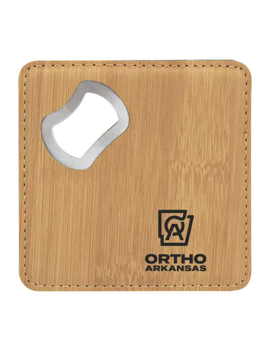 Bamboo Leatherette Coaster with Bottle Opener w/Ortho Logo