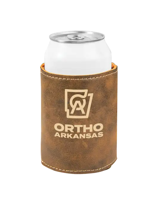 Rustic Leatherette Beverage Holder w/Ortho Logo