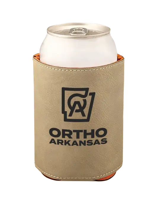 Tan Leatherette Beverage Holder w/Ortho Logo