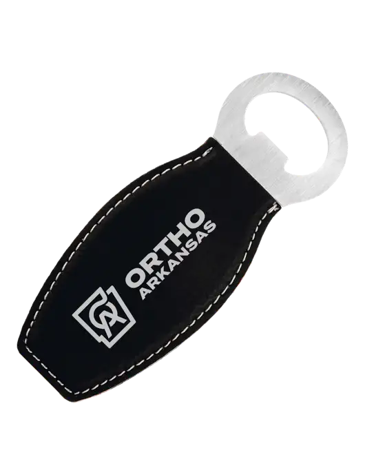 Black Leatherette Bottle Opener with Magnet w/Ortho Logo