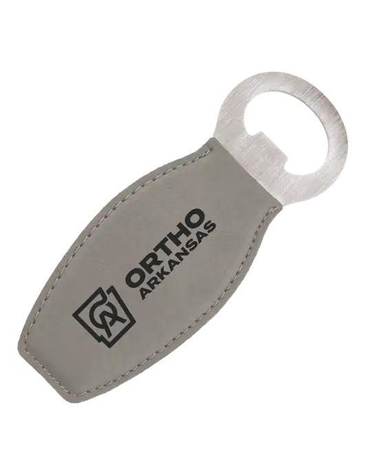 Grey Leatherette Bottle Opener with Magnet w/Ortho Logo