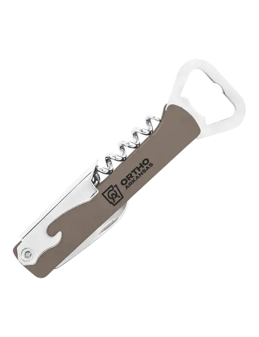 Grey Leatherette Wine Bottle Opener w/Ortho Logo