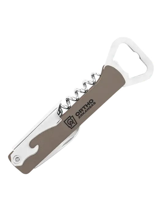 Grey Leatherette Wine Bottle Opener w/Ortho Logo