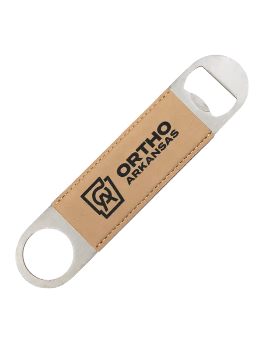 Tan Leatherette Bottle Opener w/Ortho Logo