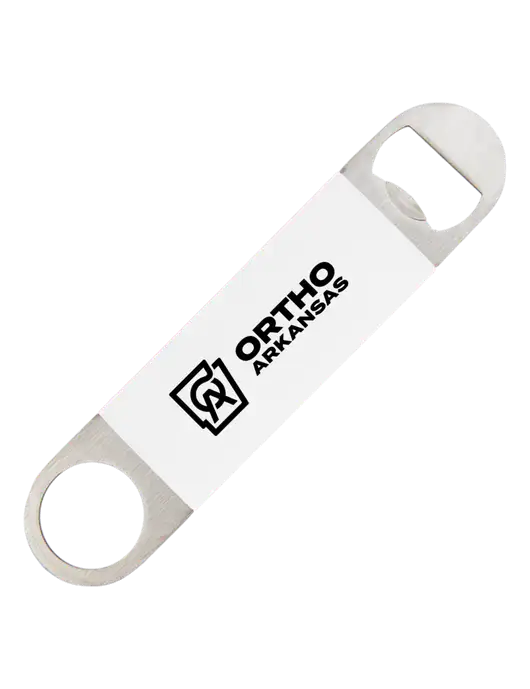 White Bottle Opener with Silicone Grip w/Ortho Logo