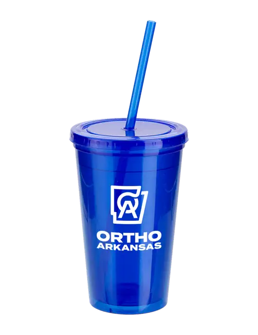 Sorrento Blue 16 oz Tumbler with Lid & Straw w/Ortho Logo