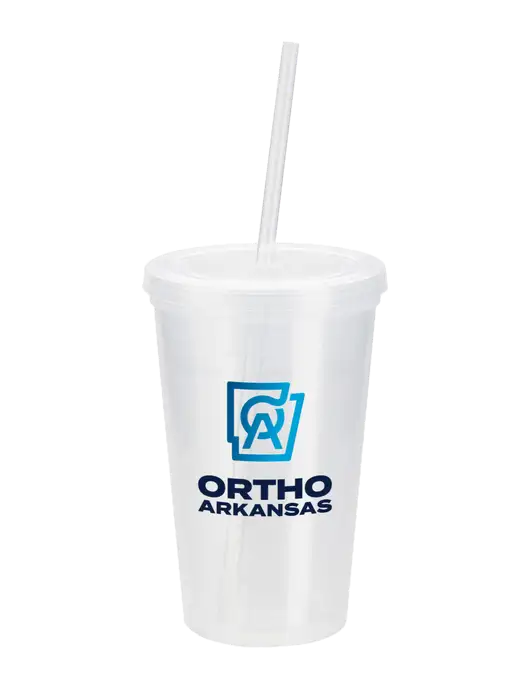 Sorrento Clear 16 oz Tumbler with Lid & Straw w/Ortho Logo