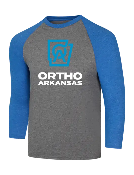 Simply Soft 3/4 Sleeve Royal Frost/Grey Frost Ring Spun Cotton T-Shirt w/Ortho Logo