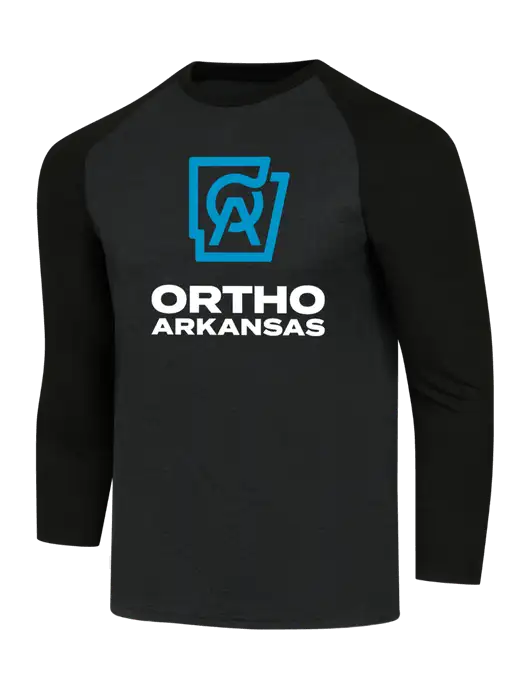 Simply Soft 3/4 Sleeve Black/Black Frost Ring Spun Cotton T-Shirt w/Ortho Logo