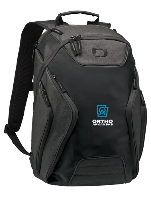 OGIO Black/Heather Grey Hatch Laptop Backpack
 w/Ortho Logo